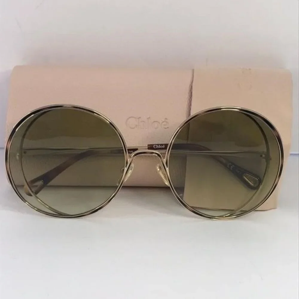 New Original Chloe Gold & Green Round Sunglasses HANAH COLLECTION